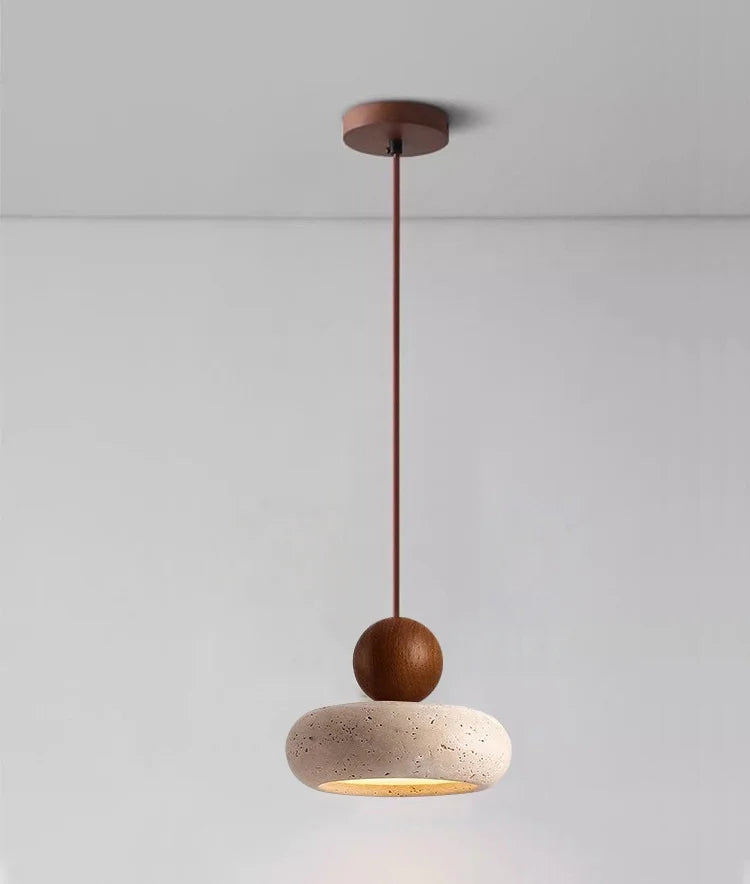 Travertin LED Hanglamp – Japanse Stijl Steen Pendant Light