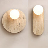 Travertin Wandlamp met Glazen Bol – Natuursteen G9 LED Sconce