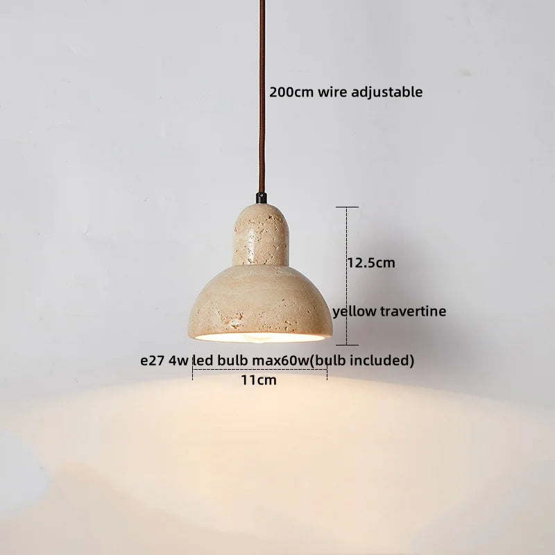 Travertin LED Hanglamp – Japanse Stijl Steen Pendant Light