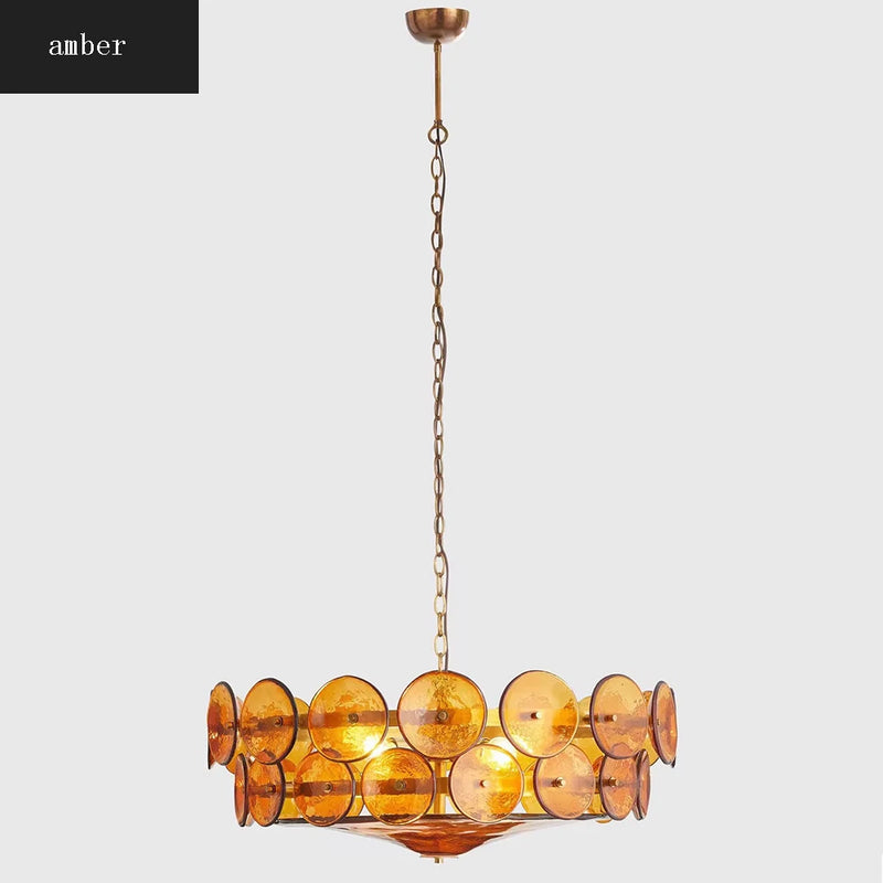 Franse Retro Hanglamp – Luxe Gekleurd Glas LED Pendant Light E14