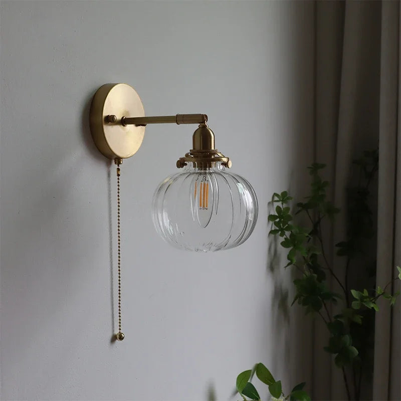 Pull Chain Wandlamp E14 LED Goud Nordic Modern Voor Slaapkamer & Bad