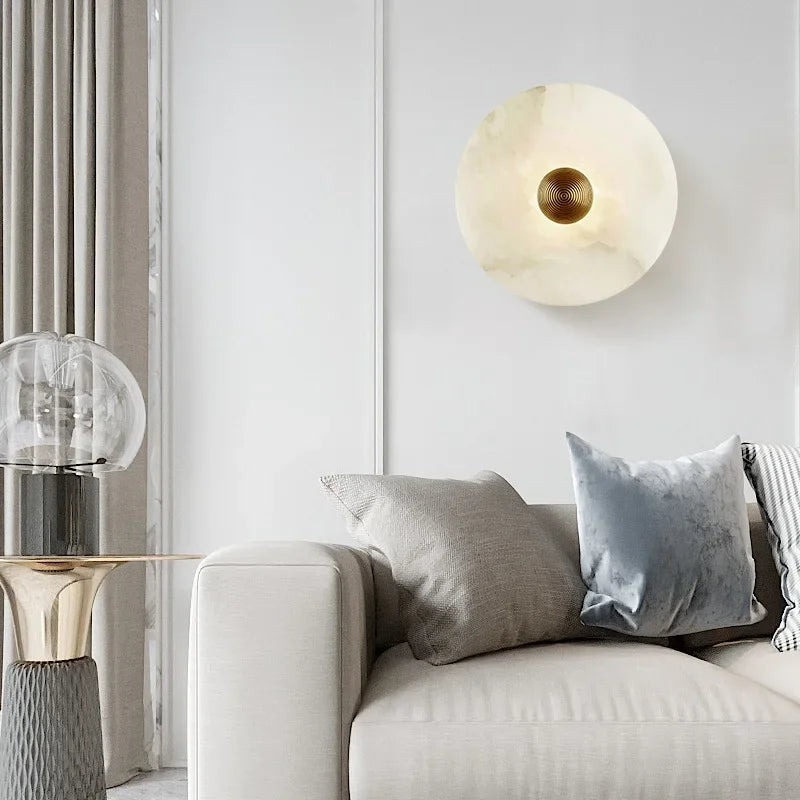 Ronde Marmeren Wandlamp – Nordic Minimalistisch LED Bedlamp