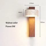 Travertin Wandlamp Rotatie – Natuursteen & Hout LED Bedlamp