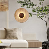 Wandlamp Natuursteen – Moderne LED Sconce met Donker Hout 25cm