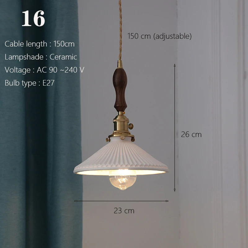 Japanse Keramische Hanglamp – Scandinavische Witte Plafondlamp E27
