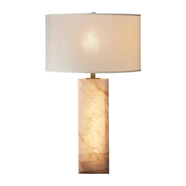 Moderne Marmeren Tafellamp LED met Stoffen Kap – Slaap- & Woonkamer