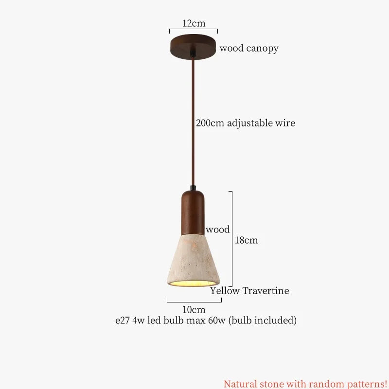 Nordic Houten Steen LED Hanglamp – Zwart/Geel – Modern Design