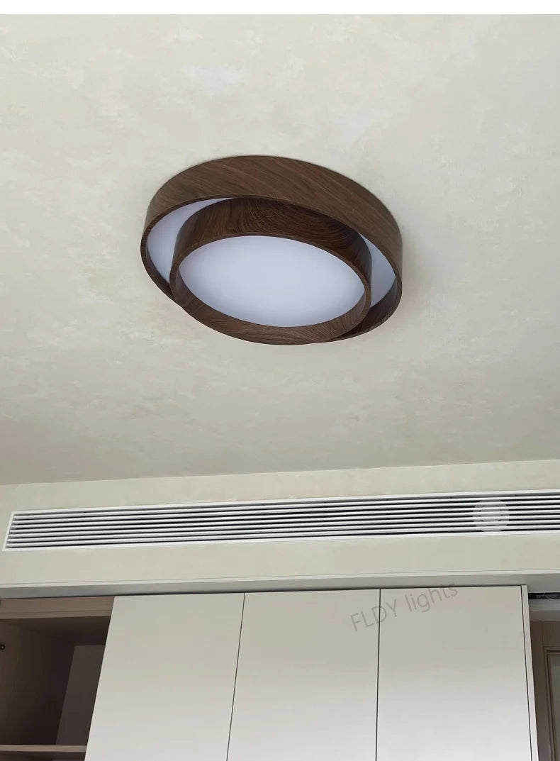 Menvix Nordic LED Plafondlamp – Walnoothout Design Slaapkamer & Woonkamer