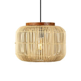 Japanse Rieten Hanglamp Wabi-Sabi Handgeweven E27 Voor Woonkamer