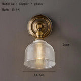 Koperen Wandlamp – Vintage LED Sconce met Helder Glas E14