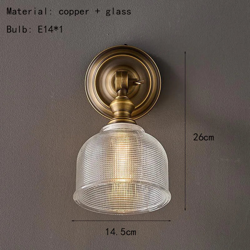Koperen Wandlamp – Vintage LED Sconce met Helder Glas E14