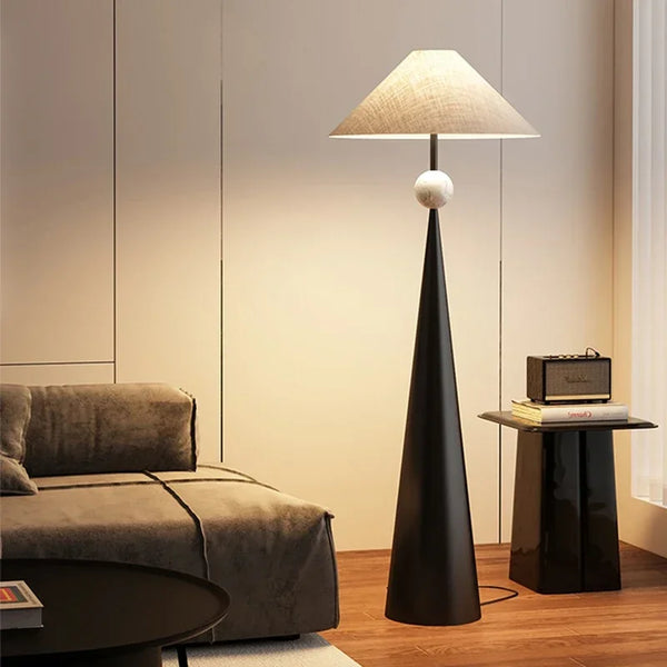 Wabi-Sabi Vloerlamp – Minimalistisch Japans Design met Stoffen Kap