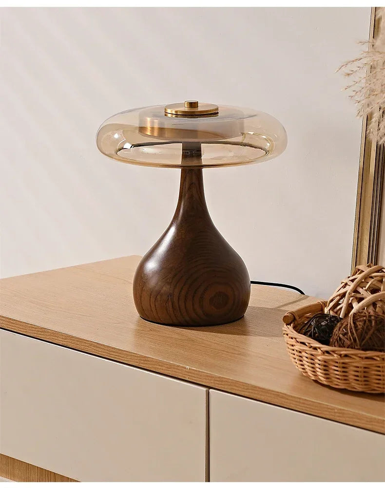 Retro Franse Tafellamp LED Glas & Hout Voor Slaapkamer & Studie