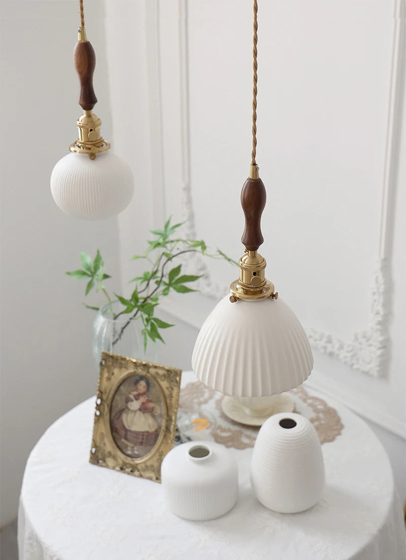 Japanse Keramische Hanglamp – Scandinavische Witte Plafondlamp E27