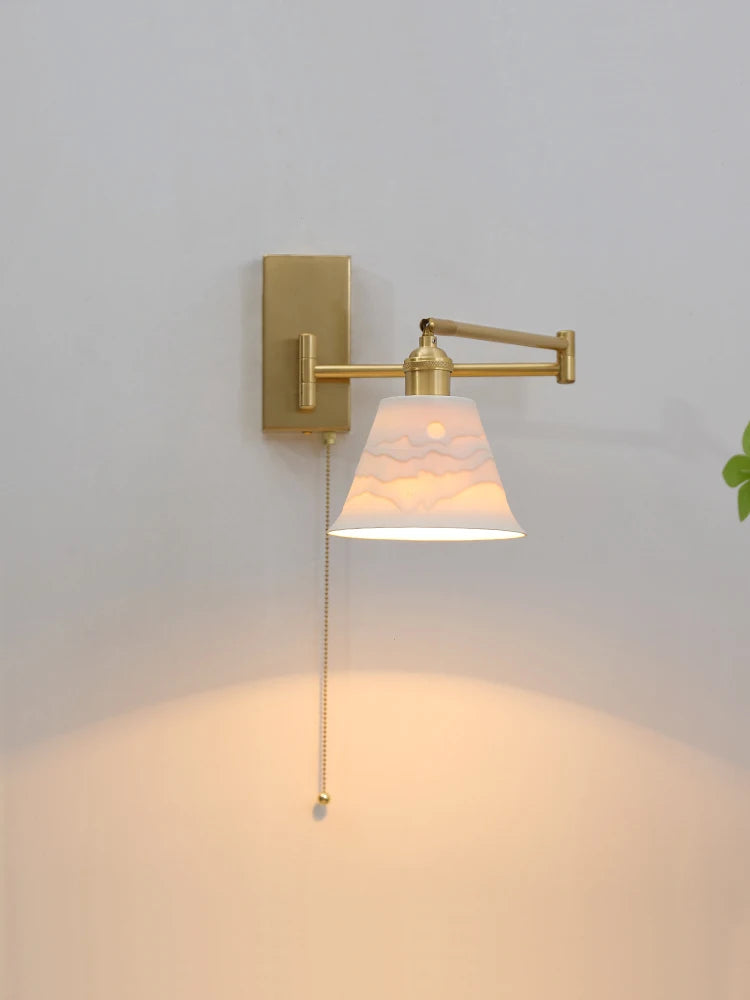 Nordic LED Wandlamp Keramiek – Moderne Sconce met Trekschakelaar