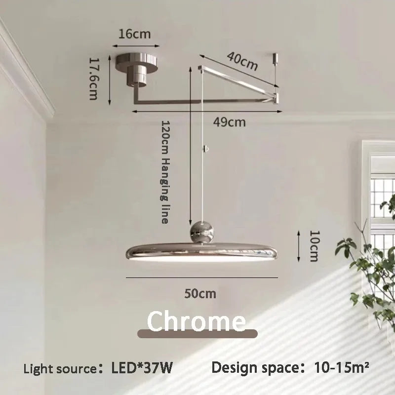 Franse LED Hanglamp – Verstelbare Chrome UFO Plafondlamp 15–30m²