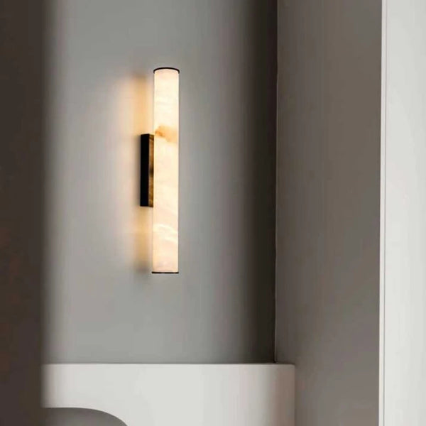 Marmeren Wandlamp – Luxe Messing LED Cilinder 30–60cm