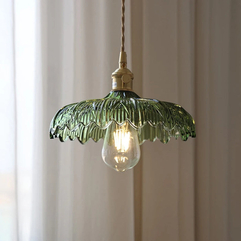 Groene Glazen Hanglamp – Vintage Moderne Plafondlamp E27