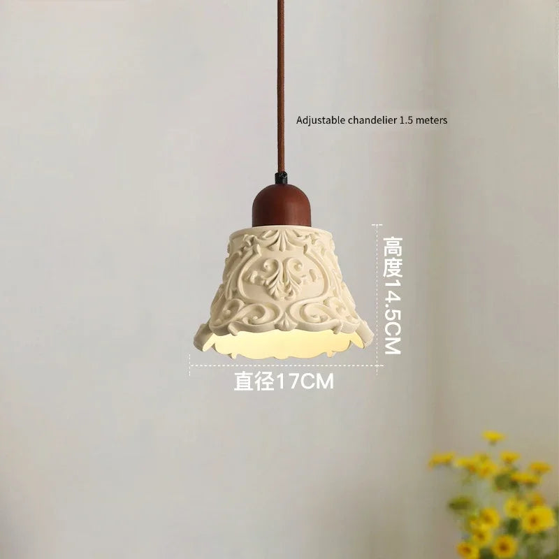 Antieke Hanglamp Resin – Retro Bloemen Design, E27, Franse Stijl