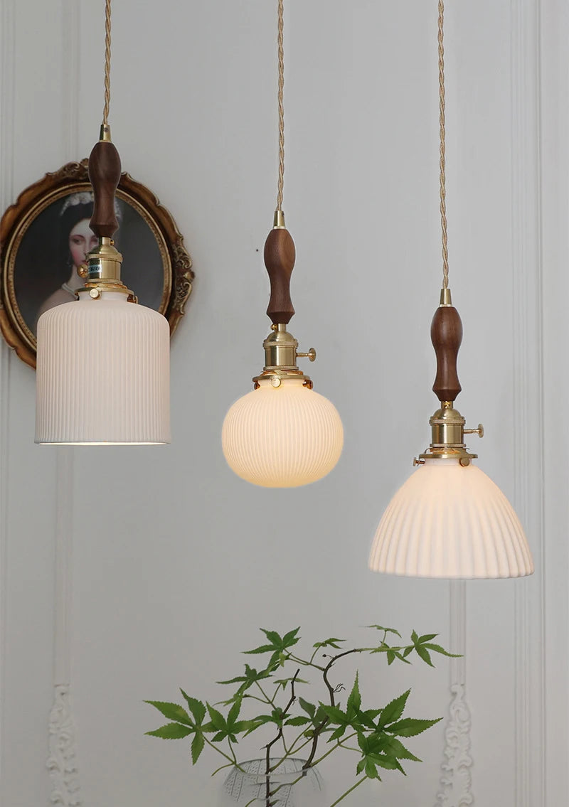 Japanse Keramische Hanglamp – Scandinavische Witte Plafondlamp E27