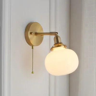Pull Chain Wandlamp E14 LED Goud Nordic Modern Voor Slaapkamer & Bad