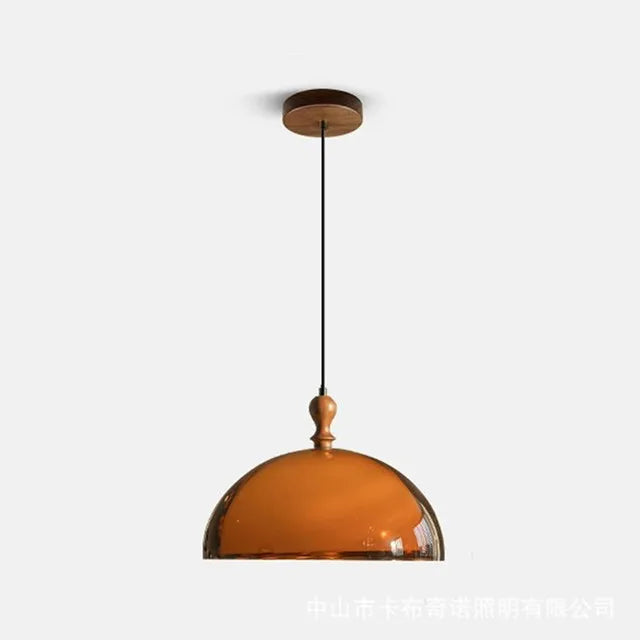 Rond Bruin Acryl Hanglamp Met Donker Hout Voor Eetkamer & Slaapkamer
