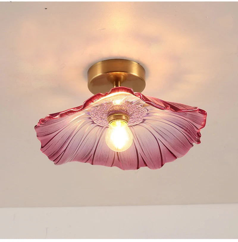 Vintage Bloem Hanglamp Glas E27 Voor Woonkamer, Slaapkamer & Bedside