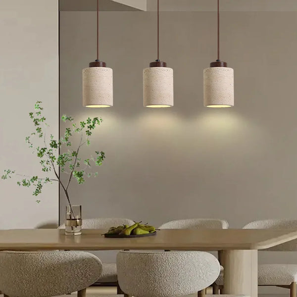 Japanse Wabi-Sabi Hanglamp – Gele Natuursteen Bedlamp Pendel E27