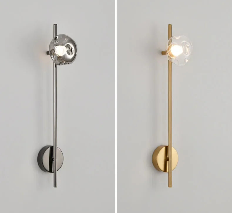 Minimalistische Wandlamp – Grijs Helder Glas & Goud/Zwart Metaal