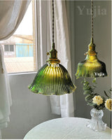 Groene Glazen Hanglamp – Vintage Moderne Plafondlamp E27