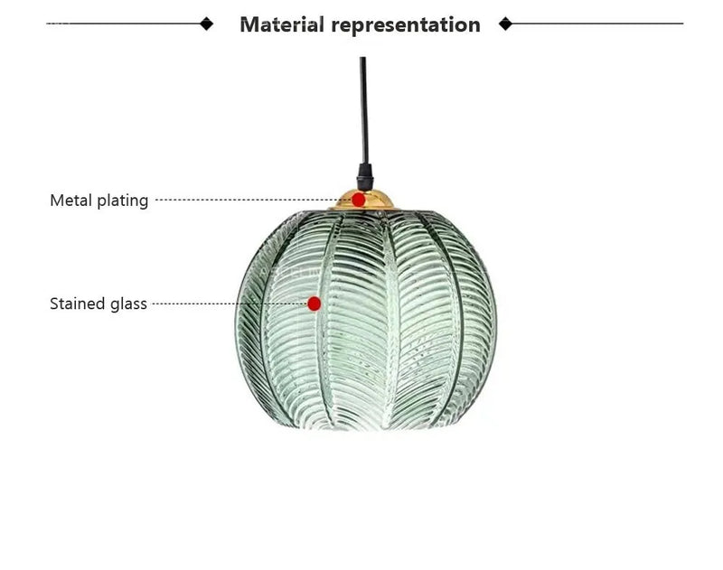 Nordic Hanglamp Glas Groen Bladmotief E27 Modern Woonkamer Slaapkamer