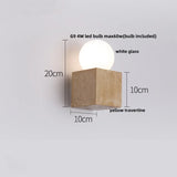 Travertin Wandlamp – Wabi-Sabi LED Natuursteen Bedlamp