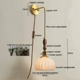 Nordic LED Wandlamp Keramiek & Koper met Walnoot Handvat