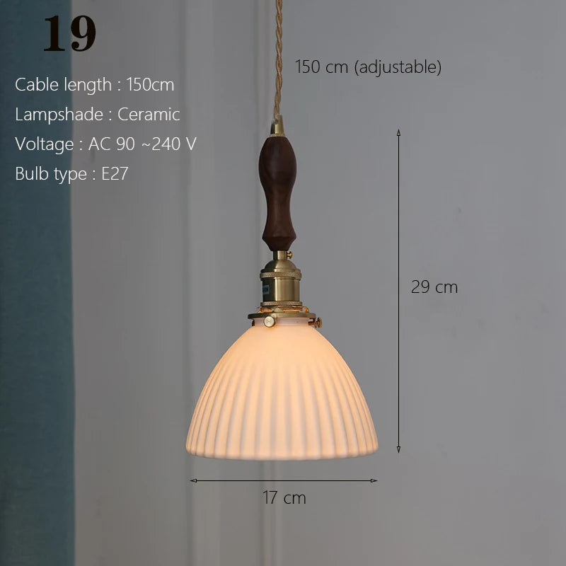 Japanse Keramische Hanglamp – Scandinavische Witte Plafondlamp E27