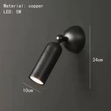 Koperen LED Wandlamp – Moderne Bedlamp, Draaibaar, Goud/Zwart
