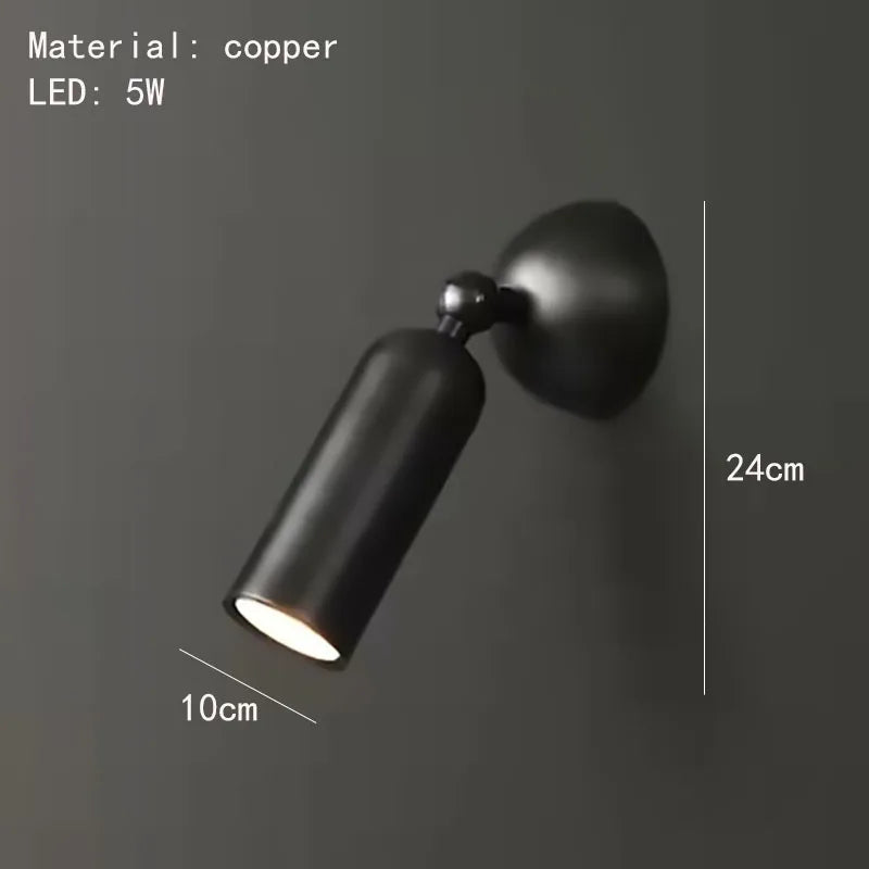 Koperen LED Wandlamp – Moderne Bedlamp, Draaibaar, Goud/Zwart