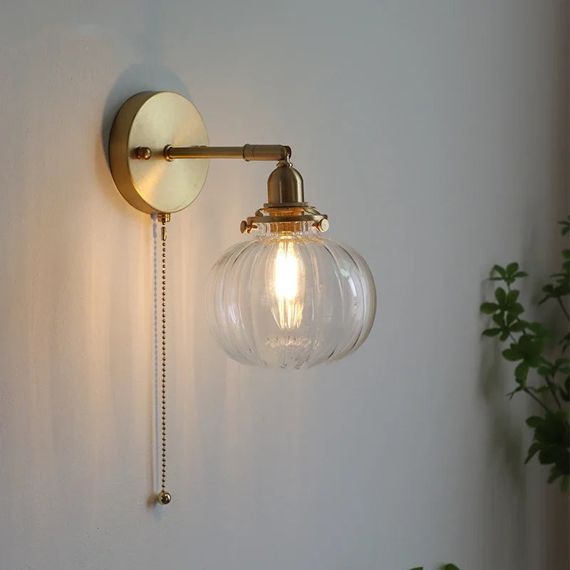 Pull Chain Wandlamp E14 LED Goud Nordic Modern Voor Slaapkamer & Bad