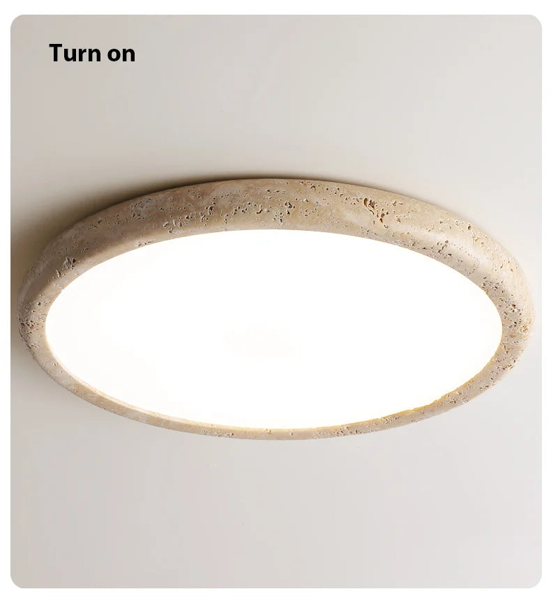 Wabi-Sabi Plafondlamp – Gele Natuursteen Ø Rond LED 15–30m²