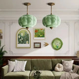 Retro Groene Glazen Hanglamp – Franse Nordic Melkglas Minimalistisch