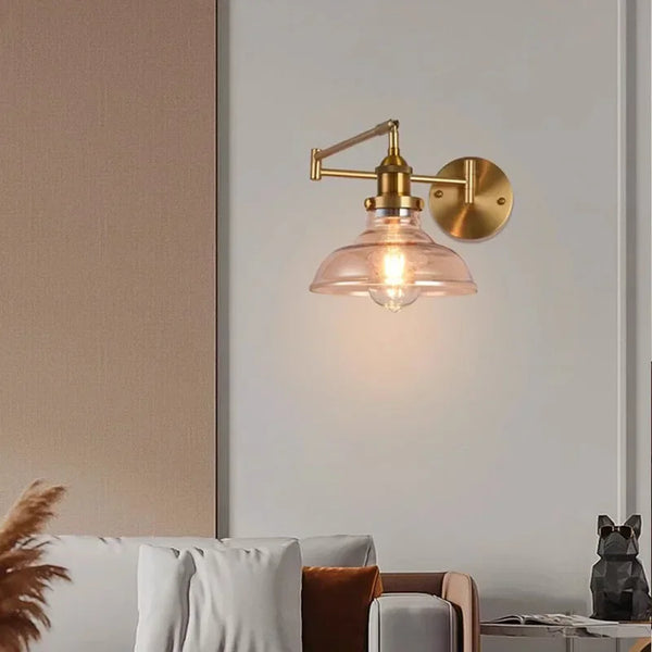 Retro Glazen Wandlamp E27 LED Moderne Leeslamp Met Verstelbare Arm