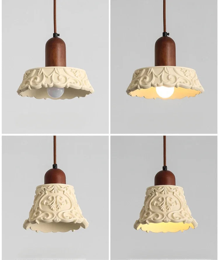 Antieke Hanglamp Resin – Retro Bloemen Design, E27, Franse Stijl