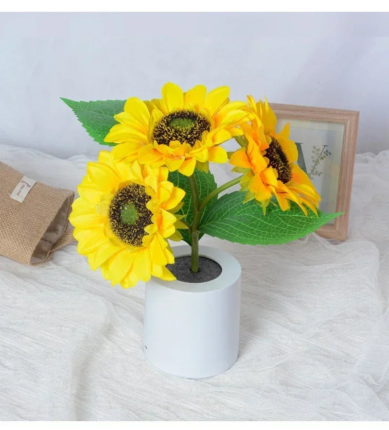 LED Zonnebloem Nachtlamp – Oplaadbare Tafellamp USB 26cm