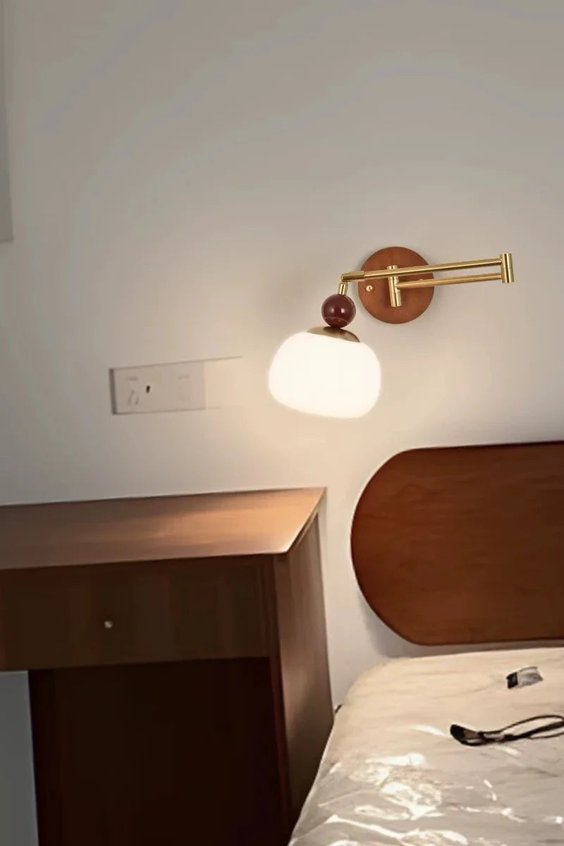 Wandlamp Nordic Wit Pompoen – LED, E27, Draaibare Arm, Moderne Stijl