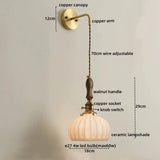 Nordic LED Wandlamp Keramiek & Koper met Walnoot Handvat
