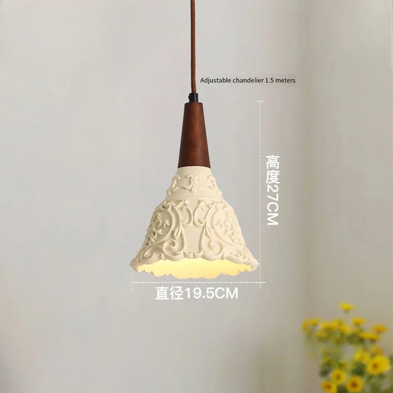 Antieke Hanglamp Resin – Retro Bloemen Design, E27, Franse Stijl