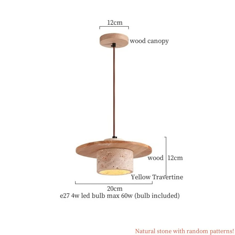 Nordic Houten Steen LED Hanglamp – Zwart/Geel – Modern Design