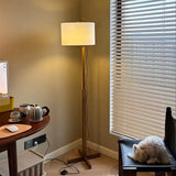 Retro Walnoot Houten Vloerlamp LED – Verstelbaar voor Woon- & Slaapkamer