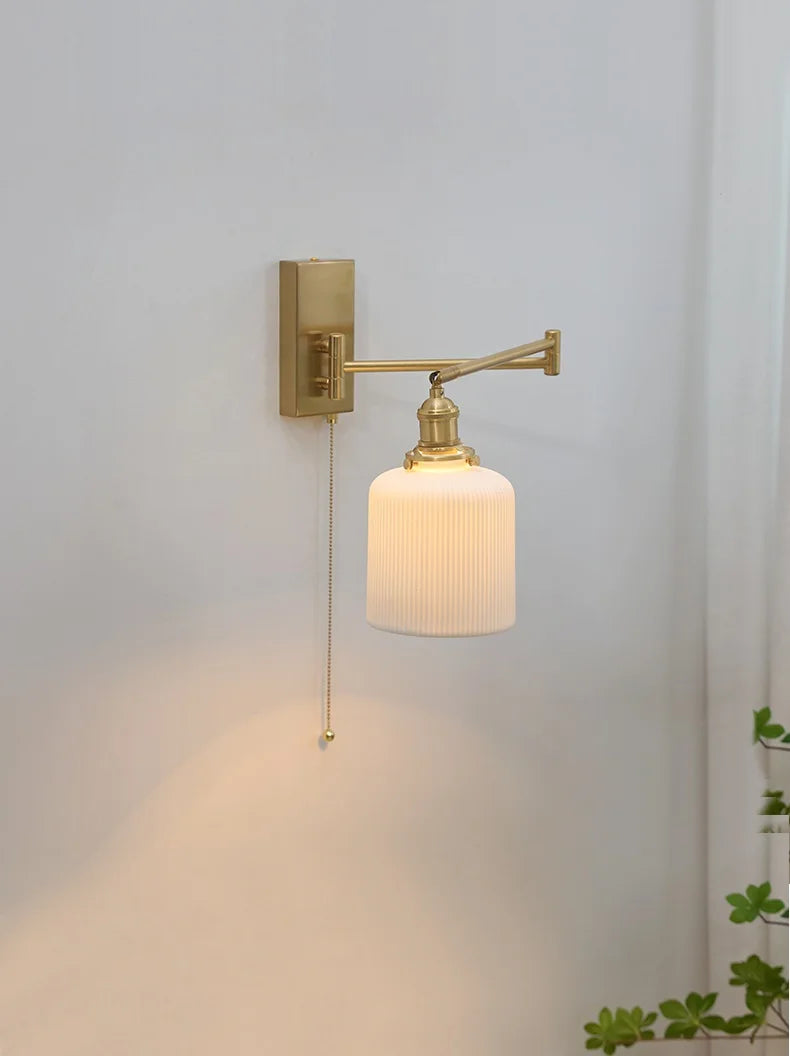 Nordic LED Wandlamp Keramiek – Moderne Sconce met Trekschakelaar