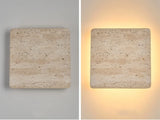Travertin Wandlamp met Klok – LED Natuursteen Wabi-Sabi Design