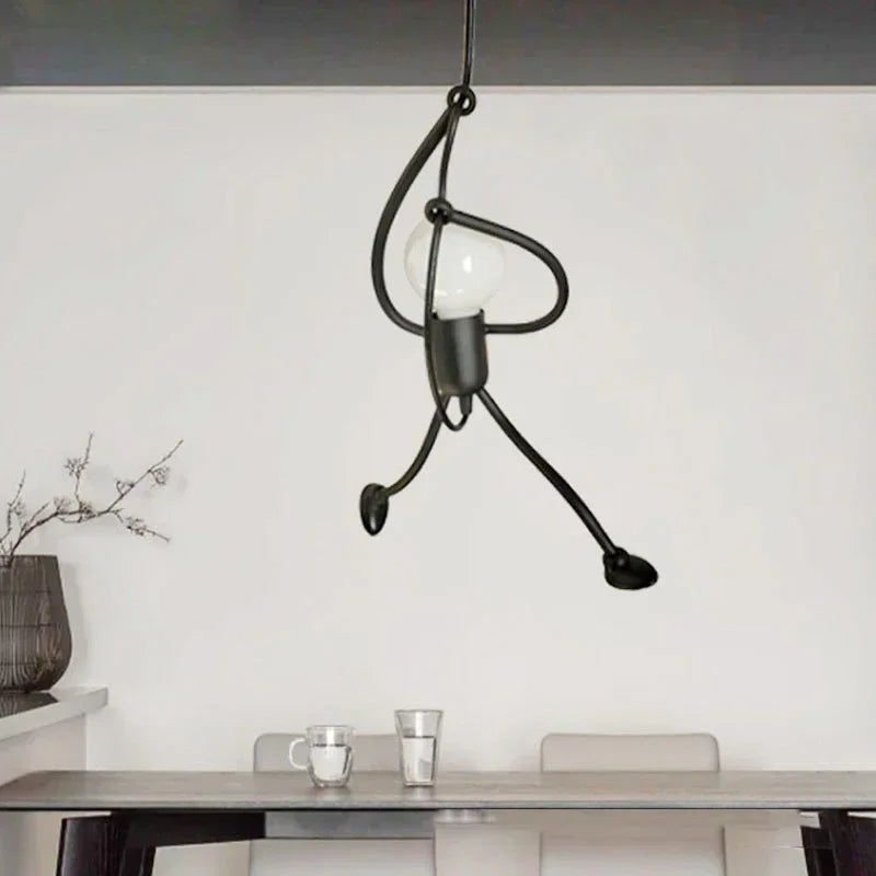 Vintage Iron Chandelier LED E27 Voor Woonkamer & Kinderkamer Zwart